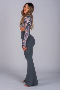 Alternative view of NC Knot Front Long Sleeve Crop Top Grey Garden