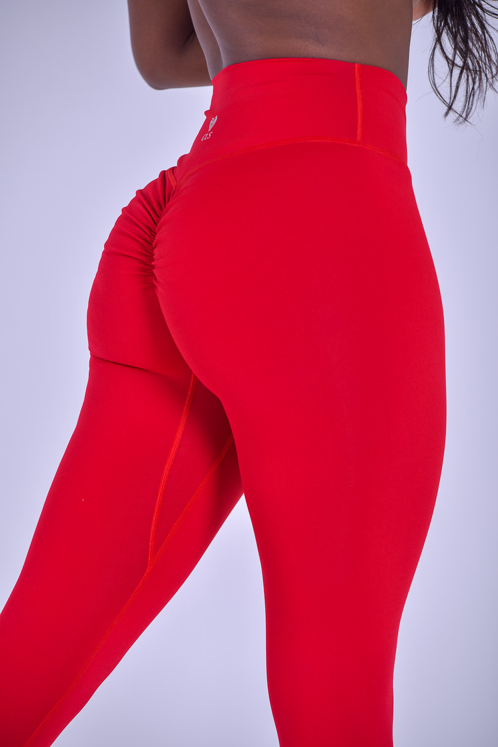 NWT! CLS Sportswear AEROBIC RED STRIPED LEGGINGS Scrunched V-cut Cropped  7/8 S