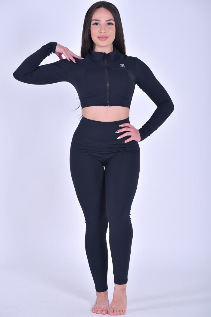 NC Zip Front Cropped Sports Jacket Preto CLS Sportswear