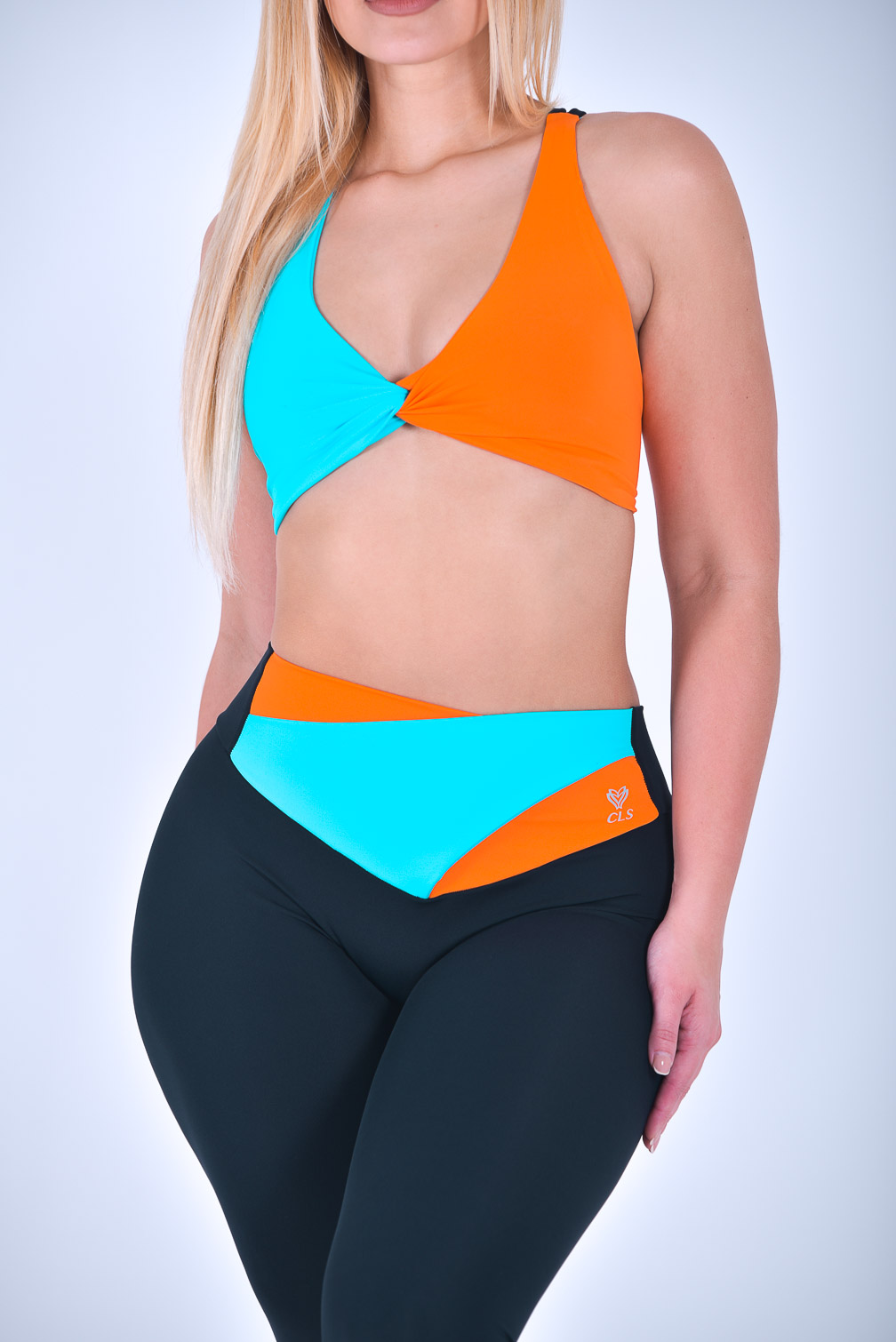 Pastel Orange Blue Twist Front Bra (Custom-Made) – CLS Sportswear