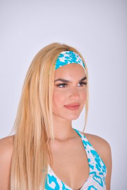 Alternative view of NC Turquoise Leopard Training Headband