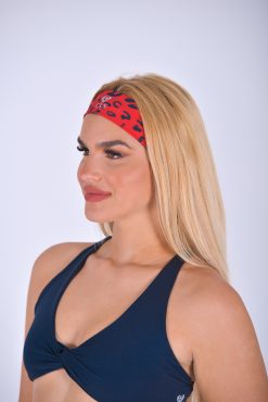 Alternative view of NC Red and Black Leopard Training Headband