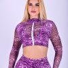 NC Long Sleeve Cropped Mesh Jacket Purple Leopard