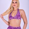 NC Isla Halter Top  Purple Leopard