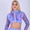 NC Long Sleeve Cropped Mesh Jacket Pastel Abstract