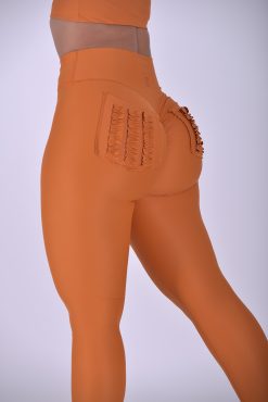 NC Ruffle Regular Scrunch Pocket V-Waist Leggings - M, Dusty Orange
