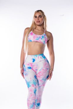 Alternative view of Shape Printed V Back Leggings Pink Tie Dye (Custom-Made)