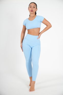 Alternative view of FlexSoft Regular Pocket Scrunch Leggings Ice Blue (Custom-Made)