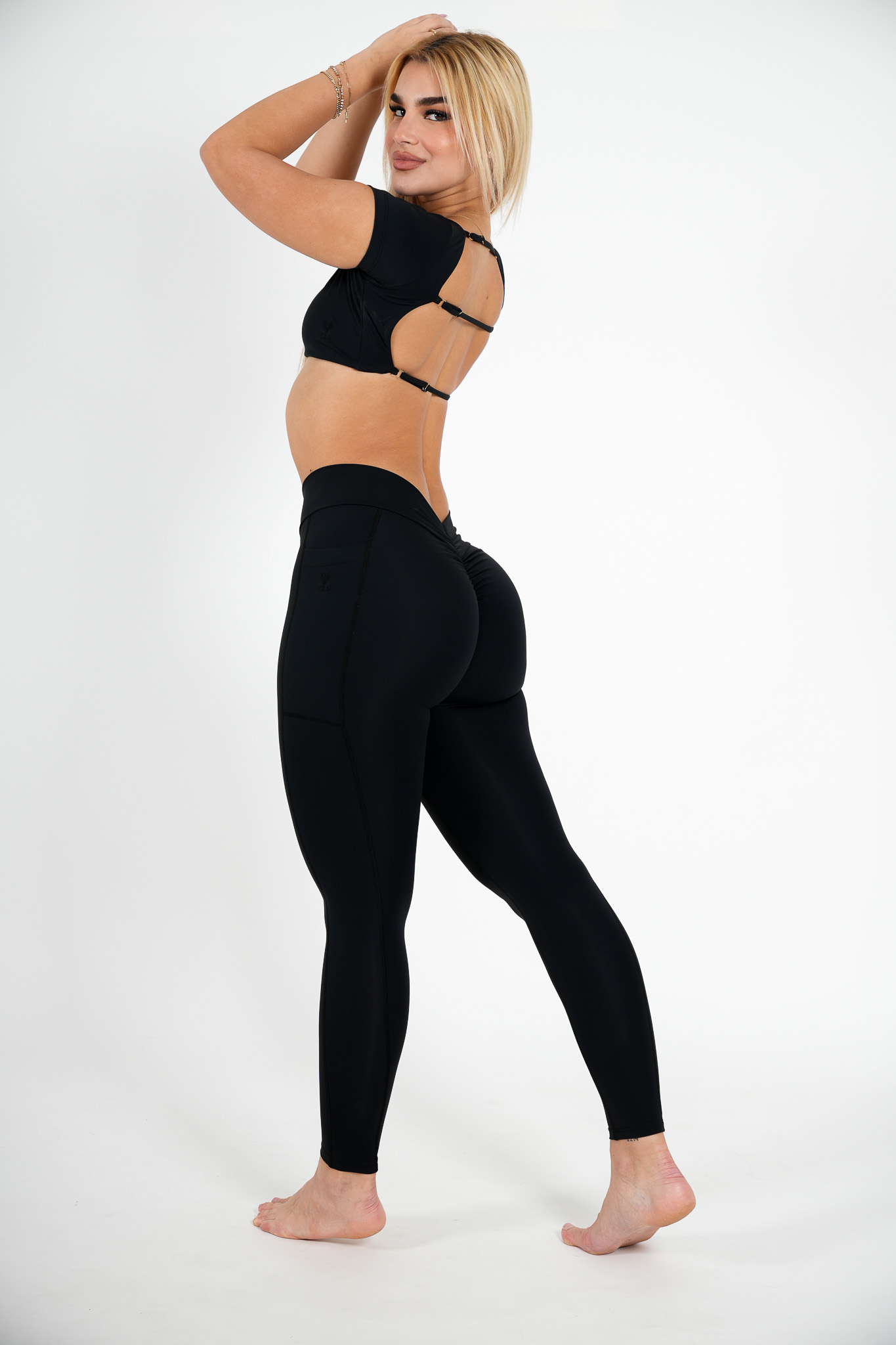 FlexSoft Regular Pocket Scrunch Leggings Black (Custom-Made) - Image 4