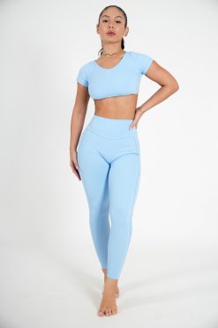 Alternative view of FlexSoft V Back Pocket Leggings Ice Blue (Custom-Made)
