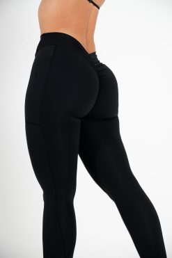 FlexSoft V Back Pocket Leggings Black (Custom-Made)