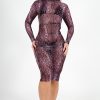 Long Sleeve Mesh Dress Purple Leopard (Custom-Made)